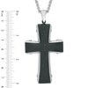 Thumbnail Image 3 of Men's Textured Cross Pendant in Two-Tone Stainless Steel - 36"