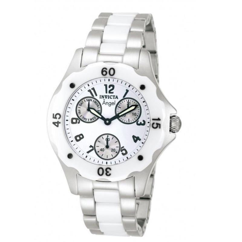 Ladies' Invicta Angel Chronograph Ceramic Watch with White Dial