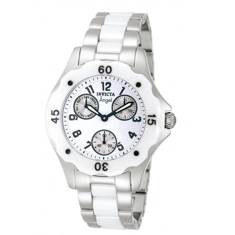 Ladies' Invicta Angel Chronograph Ceramic Watch with White Dial (Model: 1651)