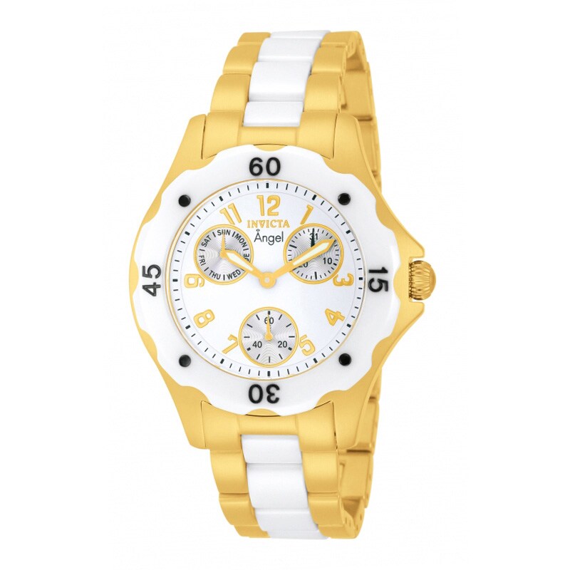 Main Image 1 of Ladies' Invicta Angel Chronograph Two-Tone Ceramic Watch with White Dial (Model: 1655)