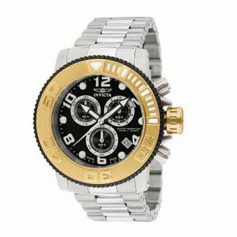 Main Image 1 of Men's Invicta Sea Hunter Chronograph Two-Tone Watch with Black Dial (Model: 12532)