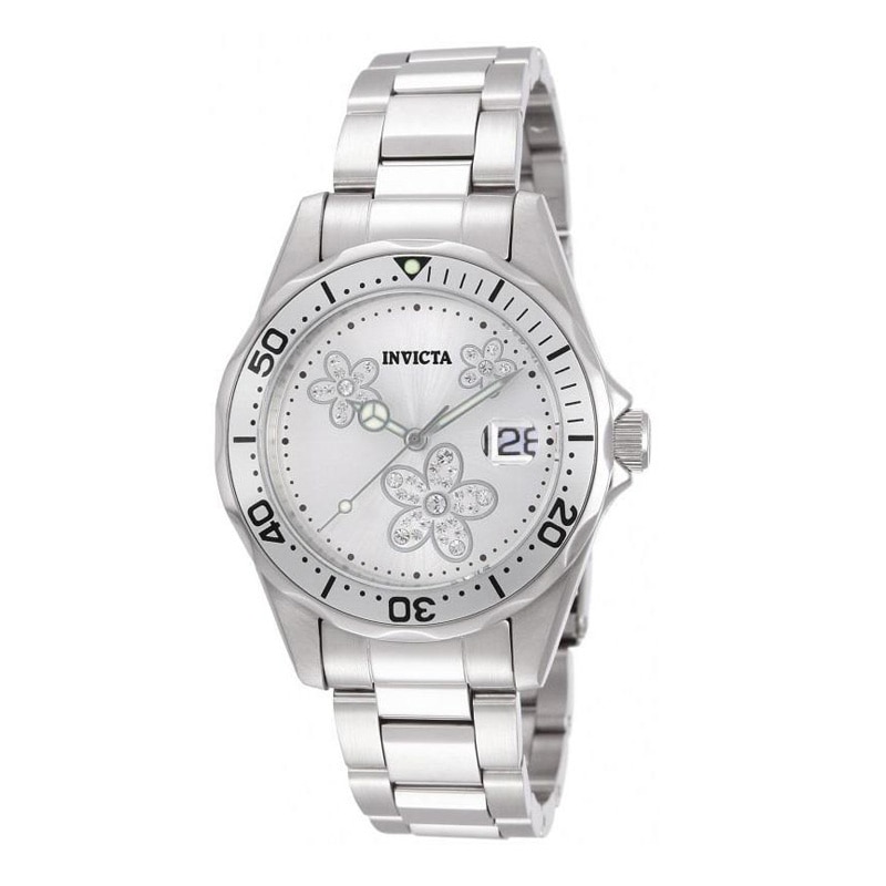 Main Image 1 of Ladies' Invicta Angel Watch with Silver-Tone Floral Dial (Model: 12506)