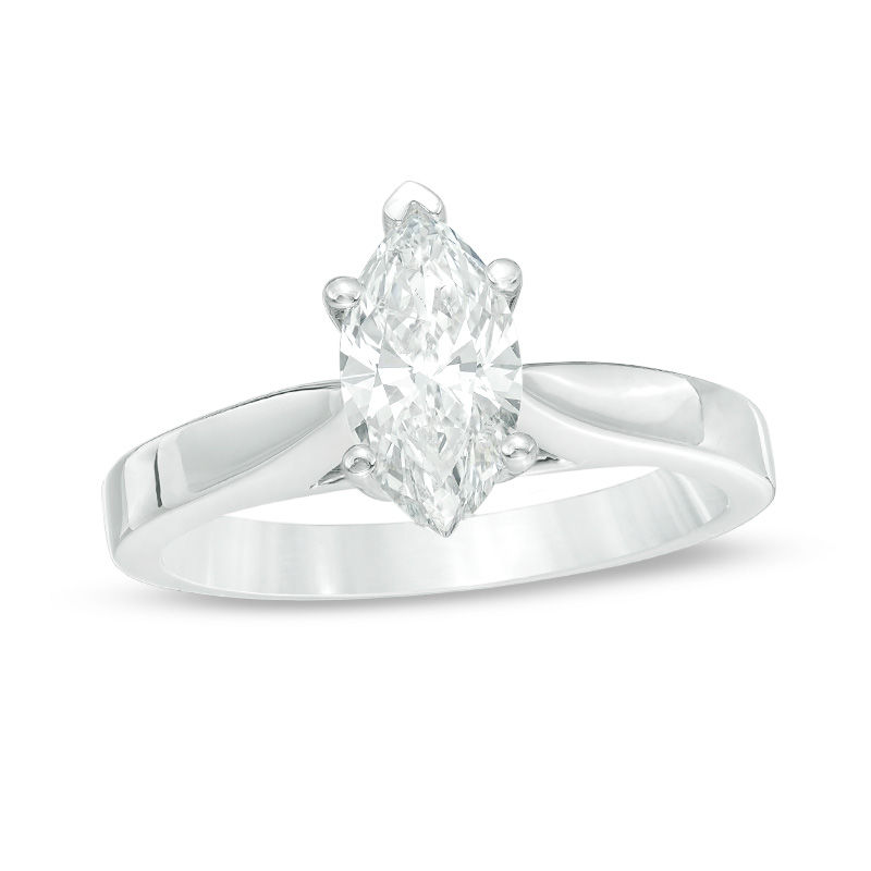 Main Image 1 of Celebration Ideal 1 CT. Marquise Certified Diamond Solitaire Engagement Ring in 14K White Gold (J/I1)