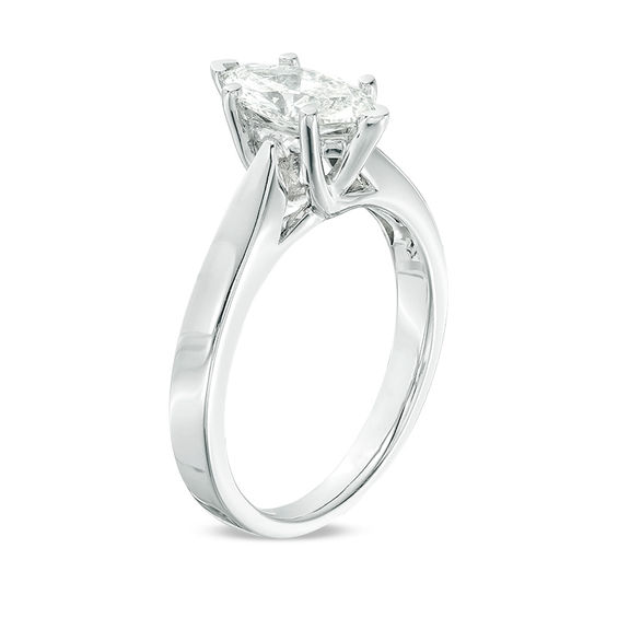 Celebration Ideal 1 CT. Marquise Certified Diamond Solitaire Engagement Ring in 14K White Gold (J/I1)