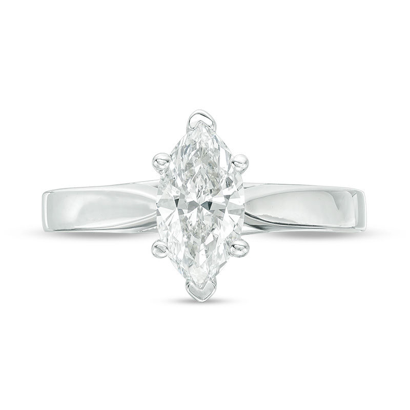 Celebration Ideal 1 CT. Marquise Diamond Solitaire Engagement Ring in 14K White Gold (J/I1)