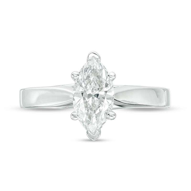 Main Image 6 of Celebration Ideal 1 CT. Marquise Certified Diamond Solitaire Engagement Ring in 14K White Gold (J/I1)