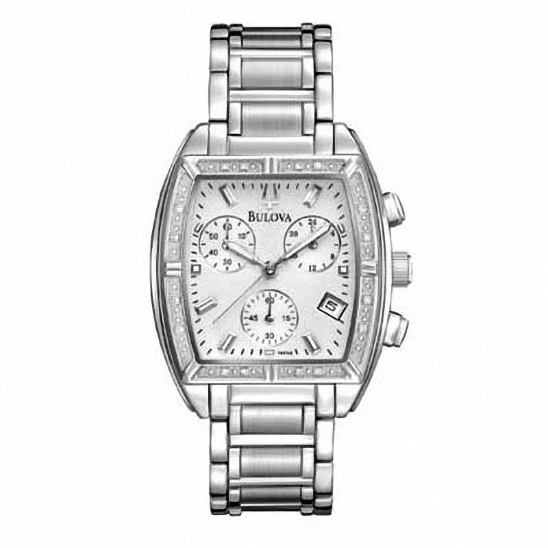 Main Image 1 of Ladies' Bulova Diamond Accent Chronograph Watch with Tonneau White Dial (Model: 96R163)