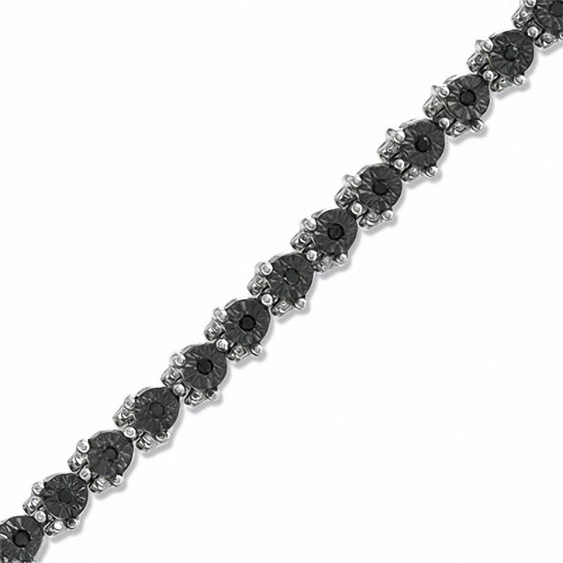 Main Image 1 of 1/4 CT. T.W. Black Diamond Tennis Bracelet in Sterling Silver