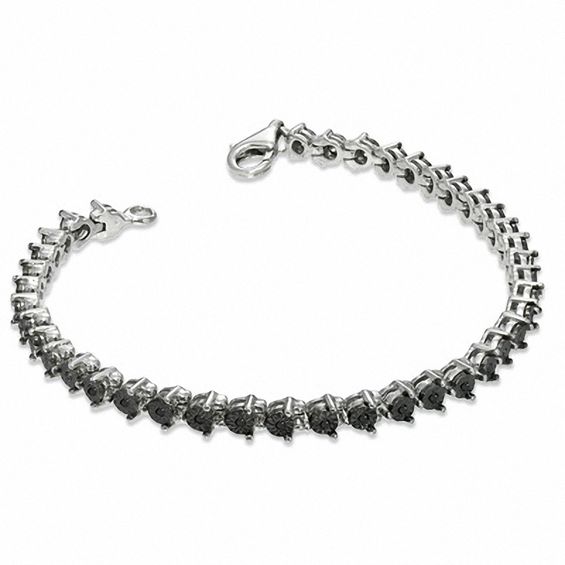 1/4 CT. T.w. Black Diamond Tennis Bracelet in Sterling Silver