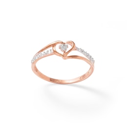 Diamond Accent Heart Promise Ring in 10K Rose Gold