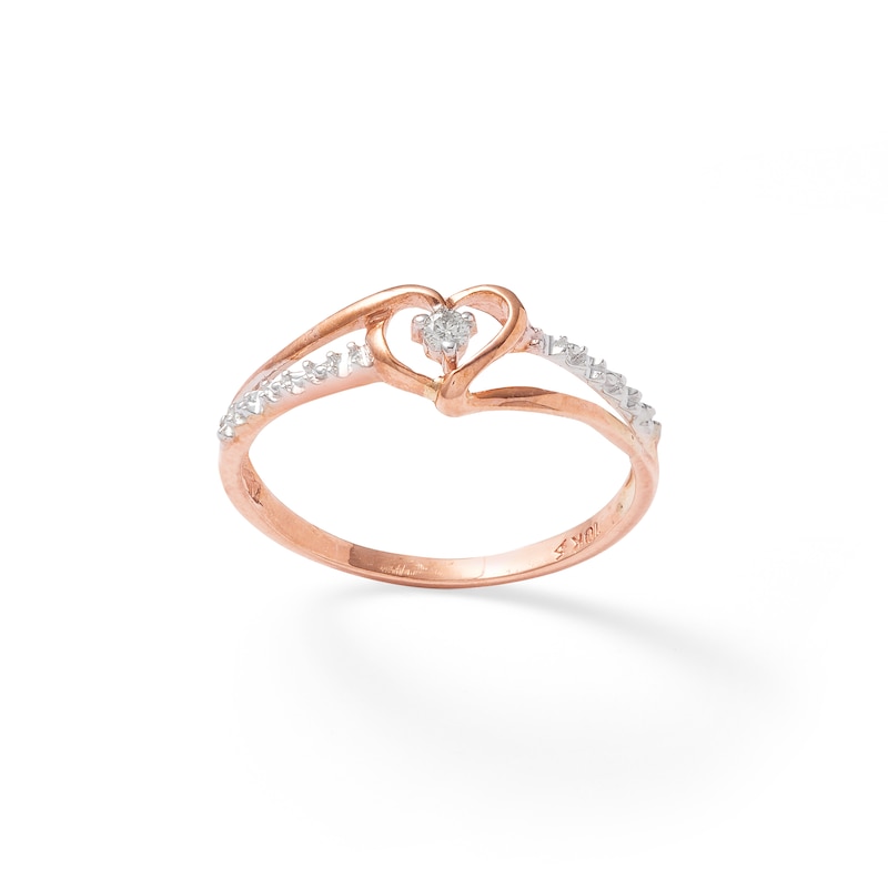 Diamond Accent Heart Promise Ring in 10K Rose Gold | Zales