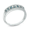 Thumbnail Image 1 of 1/3 CT. T.W. Enhanced Blue and White Diamond Anniversary Band in 10K White Gold