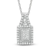 Thumbnail Image 1 of 1/3 CT. T.W. Princess-Cut Diamond Cluster Rectangular Frame Pendant in Sterling Silver