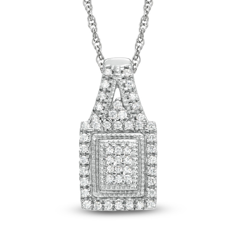 1/3 CT. T.W. Princess-Cut Diamond Cluster Rectangular Frame Pendant in ...