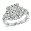 Thumbnail Image 1 of 1/3 CT. T.W. Princess-Cut Diamond Rectangular Frame Ring in Sterling Silver