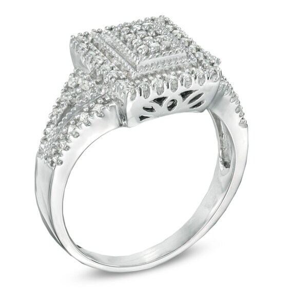 1/3 CT. T.w. Princess-Cut Diamond Rectangular Frame Ring in Sterling Silver