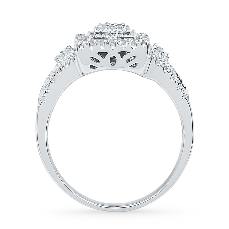 Main Image 3 of 1/3 CT. T.W. Princess-Cut Diamond Rectangular Frame Ring in Sterling Silver