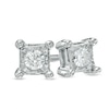 Thumbnail Image 1 of 1/15 CT. T.W. Diamond Solitaire Square Stud Earrings in Sterling Silver