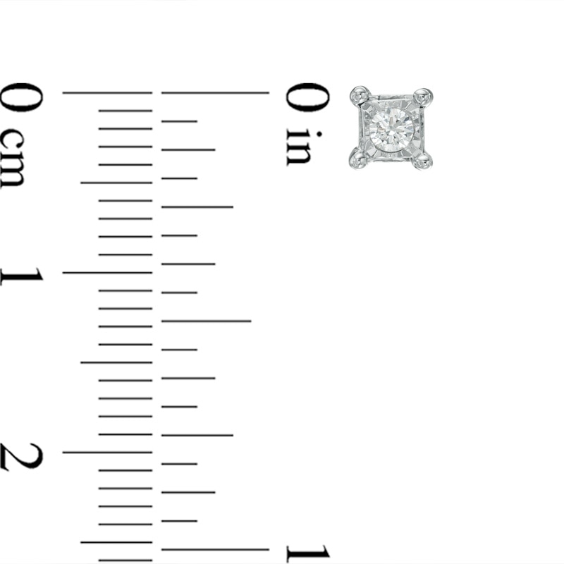 Main Image 2 of 1/15 CT. T.W. Diamond Solitaire Square Stud Earrings in Sterling Silver