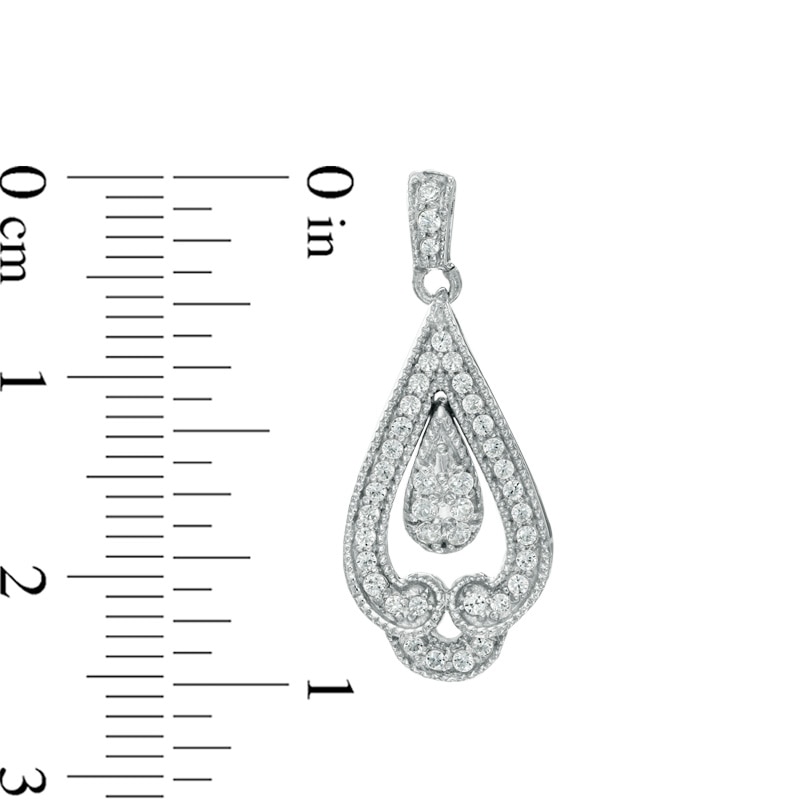 1/2 CT. T.W. Diamond Looped Double Teardrop Earrings in Sterling Silver