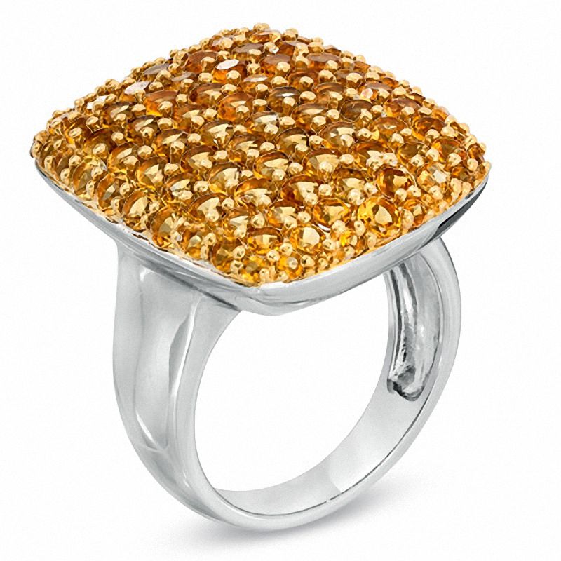 Main Image 2 of Citrine Rectangular-Shaped Ring in Sterling Silver