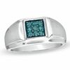 Thumbnail Image 0 of Men's 1/4 CT. T.W. Enhanced Blue Diamond Ring in Sterling Silver