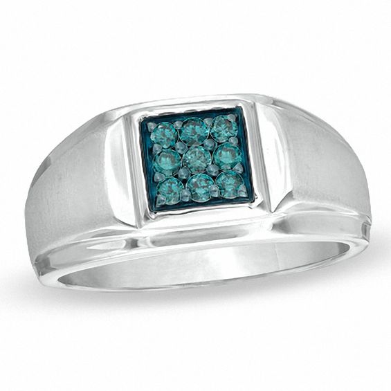 1/4 CT. T.w. Enhanced Blue Diamond Ring in Sterling Silver