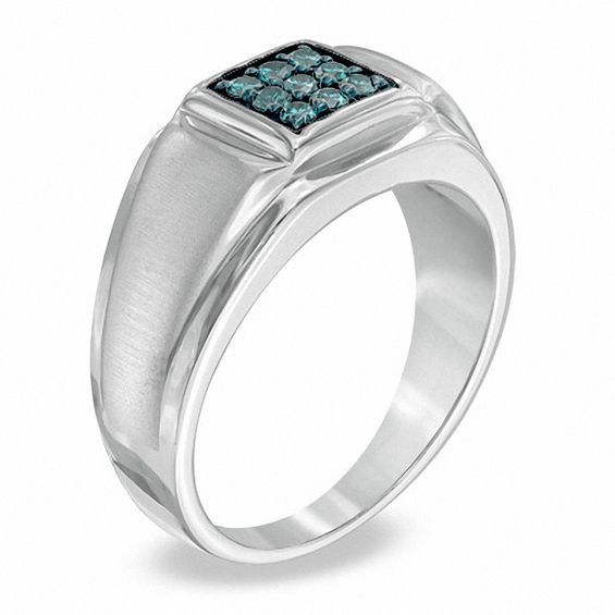 1/4 CT. T.w. Enhanced Blue Diamond Ring in Sterling Silver