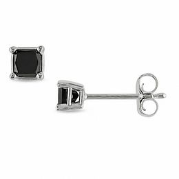 1/3 CT. T.W. Enhanced Black Princess-Cut Diamond Solitaire Stud Earrings in 10K White Gold