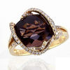Thumbnail Image 1 of EFFY™ Collection Oval Smoky Quartz and 1/3 CT. T.W. Diamond Ring in 14K Gold