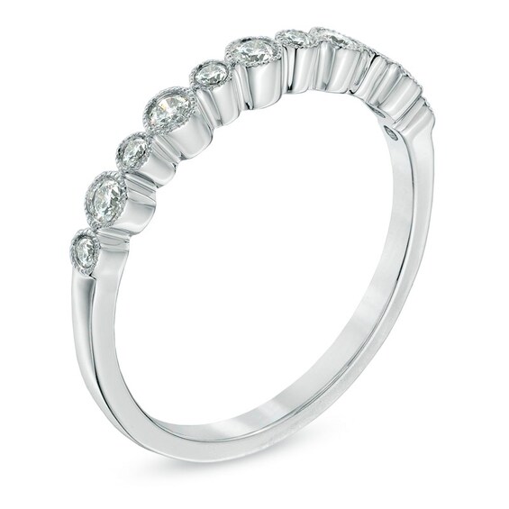 1/4 CT. T.w. Diamond Bezel-Set Band in 10K White Gold