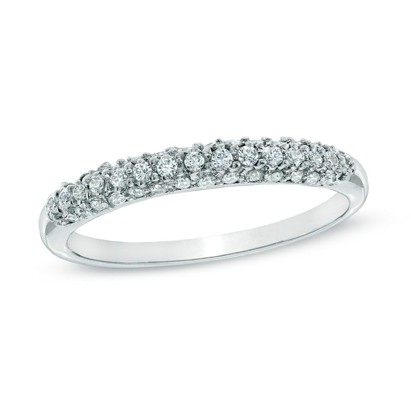 Main Image 1 of 1/4 CT. T.W. Diamond Pavé Anniversary Band in 10K White Gold
