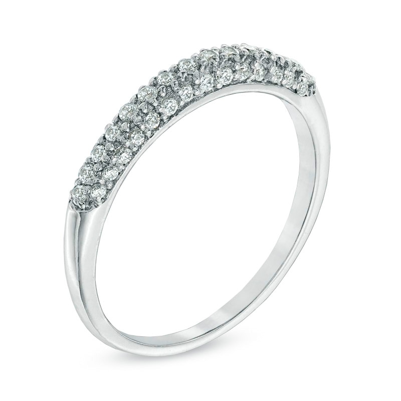 Main Image 2 of 1/4 CT. T.W. Diamond Pavé Anniversary Band in 10K White Gold
