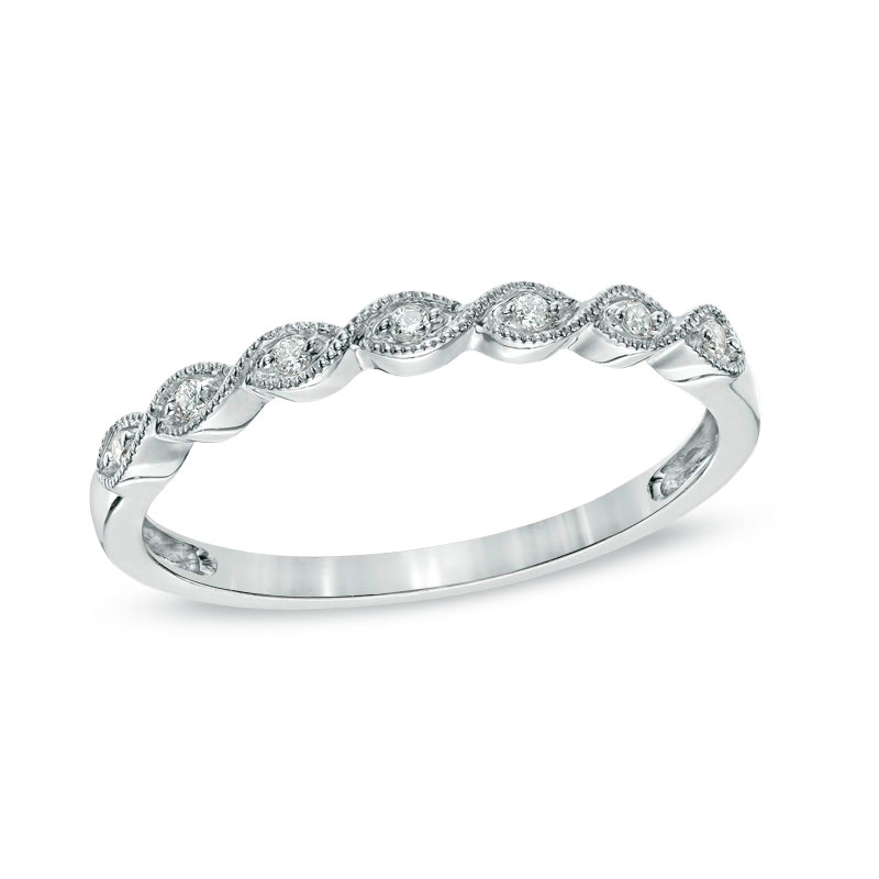 Diamond Accent Milgrain Band in 10K White Gold