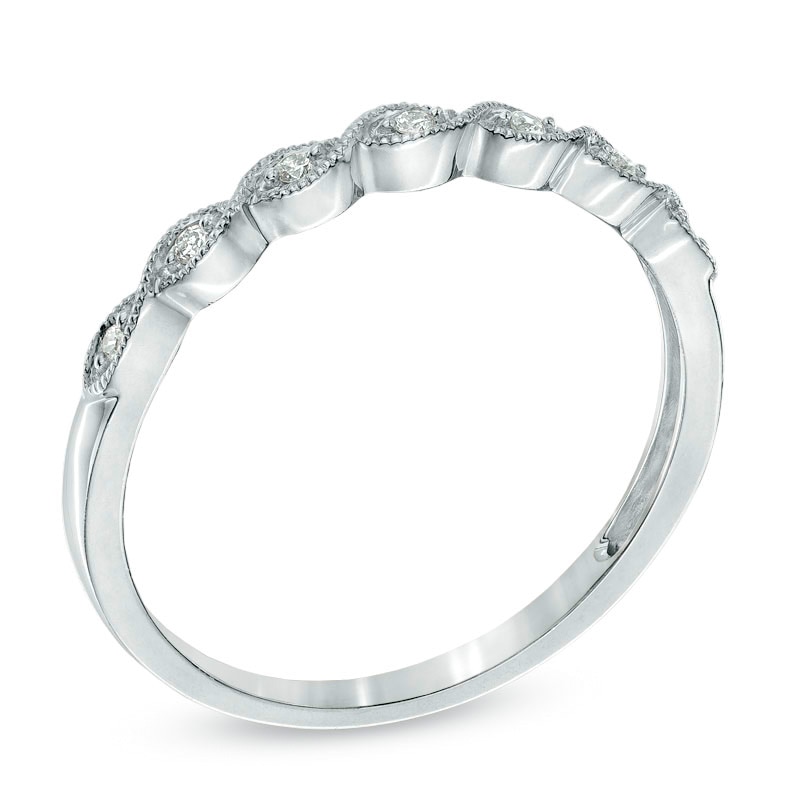 Diamond Accent Milgrain Band in 10K White Gold