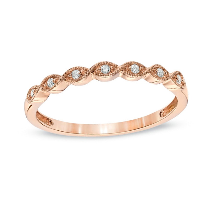 Main Image 1 of Diamond Accent Milgrain Band in 10K Rose Gold