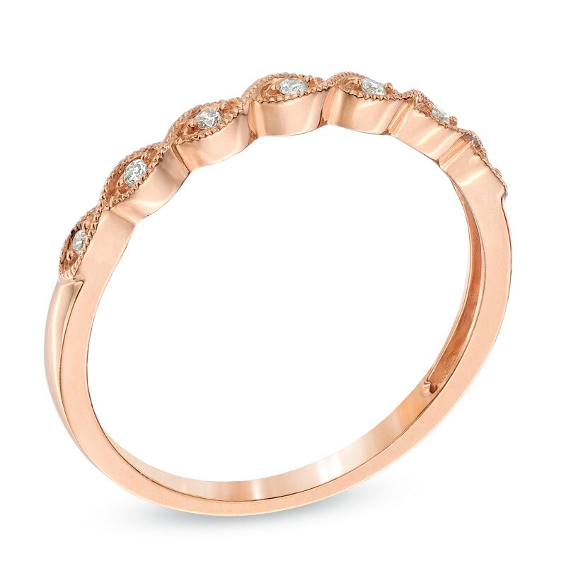 Main Image 2 of Diamond Accent Milgrain Band in 10K Rose Gold