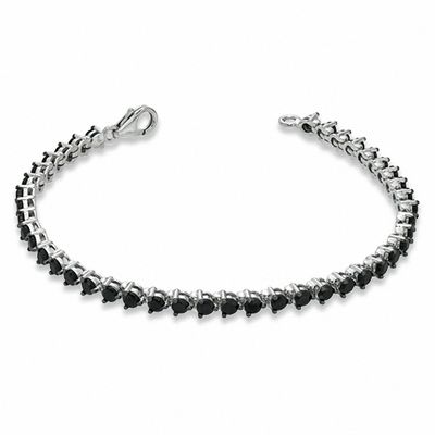 White Moonstone Black Spinel Round Bracelet for Women Silver Gemstone Jewelry August Birthstone