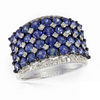 Thumbnail Image 1 of EFFY™ Collection Blue Sapphire and 3/8 CT. T.W. Diamond Ring in 14K White Gold