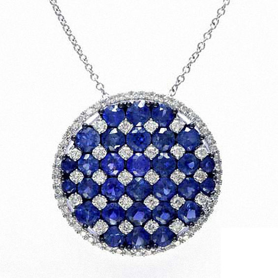 Effy™ Collection Blue Sapphire and 1/2 CT. T.w. Diamond Pendant in 14K White Gold