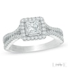 Thumbnail Image 1 of Vera Wang Love Collection 1 CT. T.W. Princess-Cut Diamond Split Shank Frame Engagement Ring in 14K White Gold