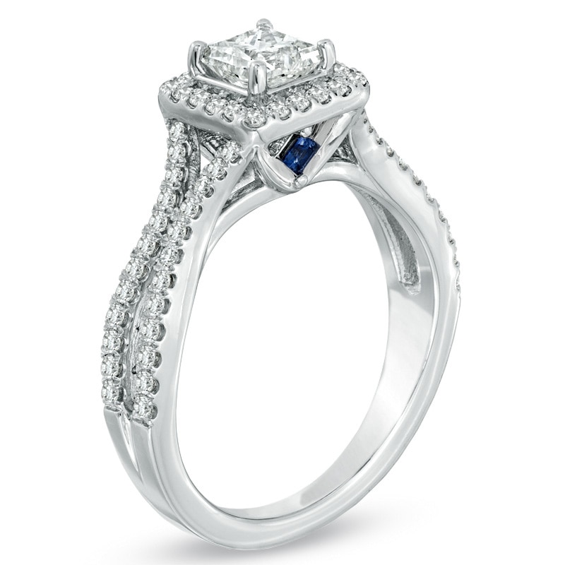 Main Image 2 of Vera Wang Love Collection 1 CT. T.W. Princess-Cut Diamond Split Shank Frame Engagement Ring in 14K White Gold