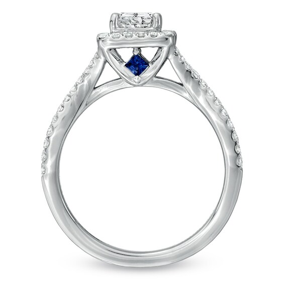 Vera Wang Love Collection 1 CT. T.w. Princess-Cut Diamond Split Shank Frame Engagement Ring in 14K White Gold