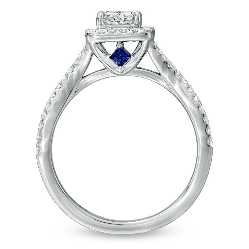 Main Image 3 of Vera Wang Love Collection 1 CT. T.W. Princess-Cut Diamond Split Shank Frame Engagement Ring in 14K White Gold