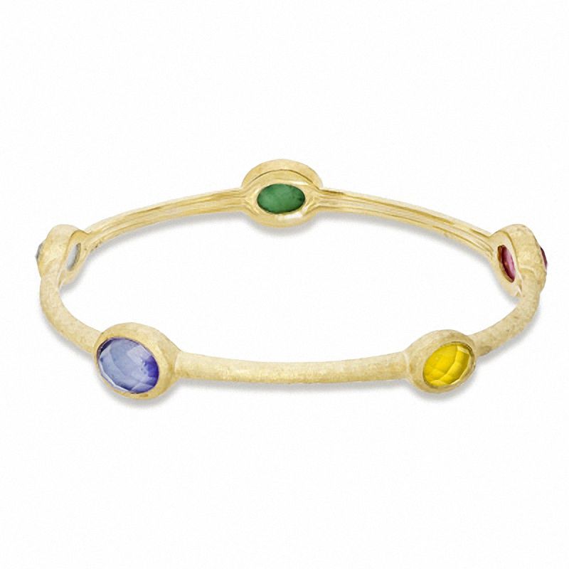 Main Image 1 of Multi-Gemstone Bangle in Sterling Silver with 18K Gold Plate - 8.0"