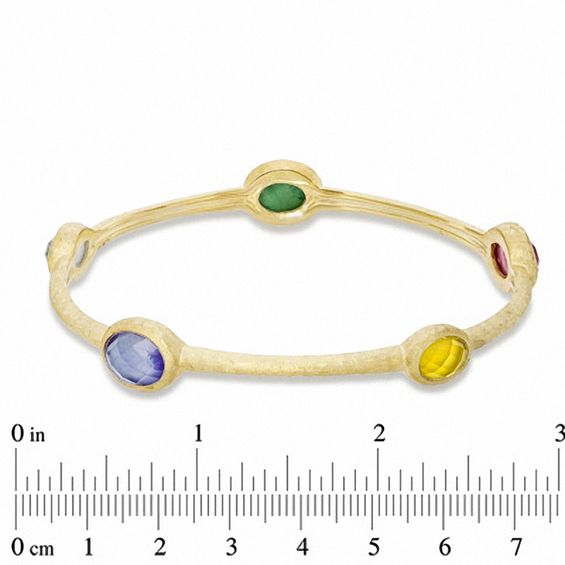 Multi-Gemstone Bangle in Sterling Silver with 18K Gold Plate - 8.0"