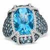 Thumbnail Image 1 of Cushion-Cut Blue and White Topaz Ring in Sterling Silver