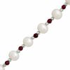 Thumbnail Image 0 of 8.0-9.0mm Freshwater Cultured Pearl, Garnet and Brilliance Bead Bracelet in Sterling Silver-7.5"