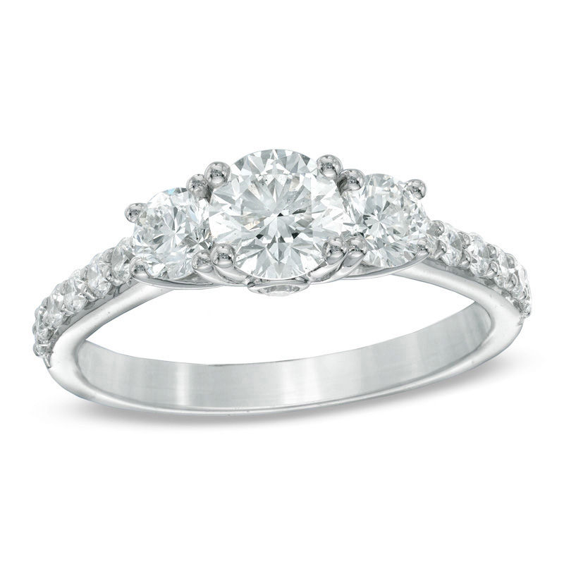 Celebration Lux® 1-1/2 CT. T.W. Diamond Three Stone Ring in 14K White Gold (I/SI2)