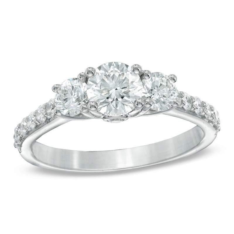 Celebration Lux® 1-1/2 CT. T.W. Diamond Three Stone Ring in 18K White Gold (I/SI2)
